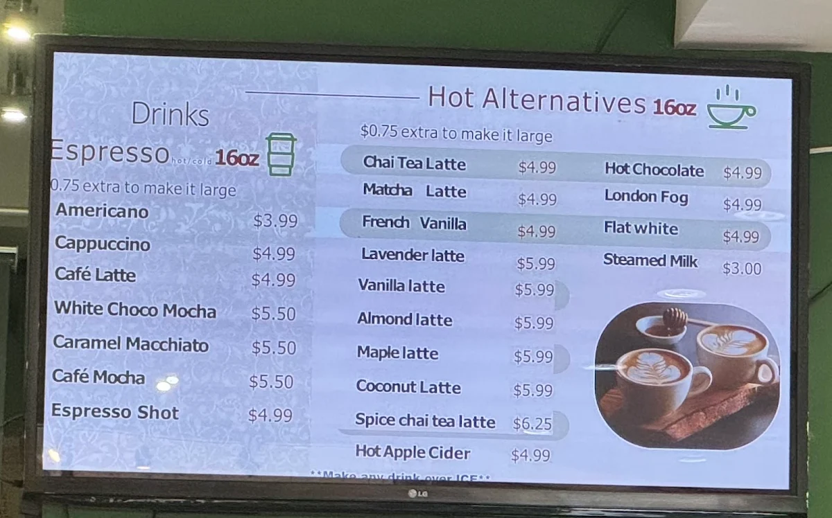 Menu, Chai Coffee N' Chaska