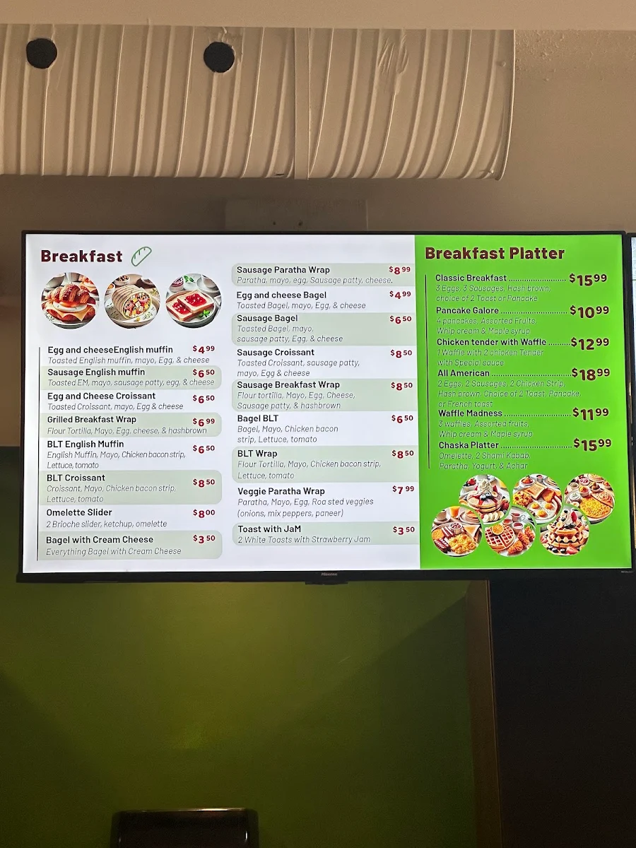 Menu, Chai Coffee N' Chaska