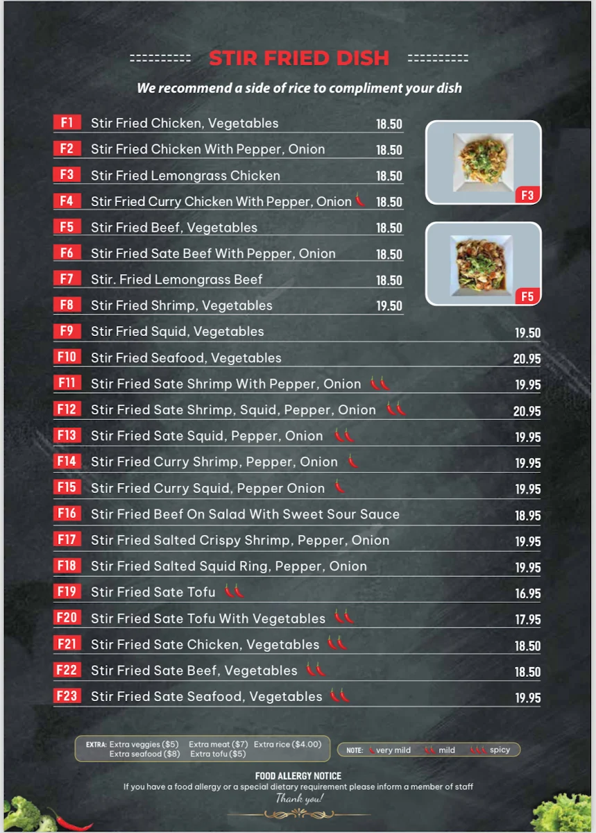 Menu, TiNi Vietnamese Restaurant