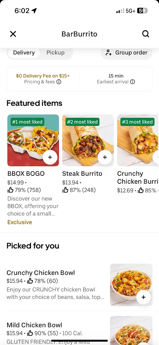 Menu, barBURRITO