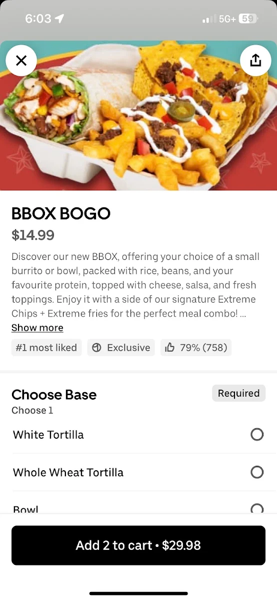Menu, barBURRITO