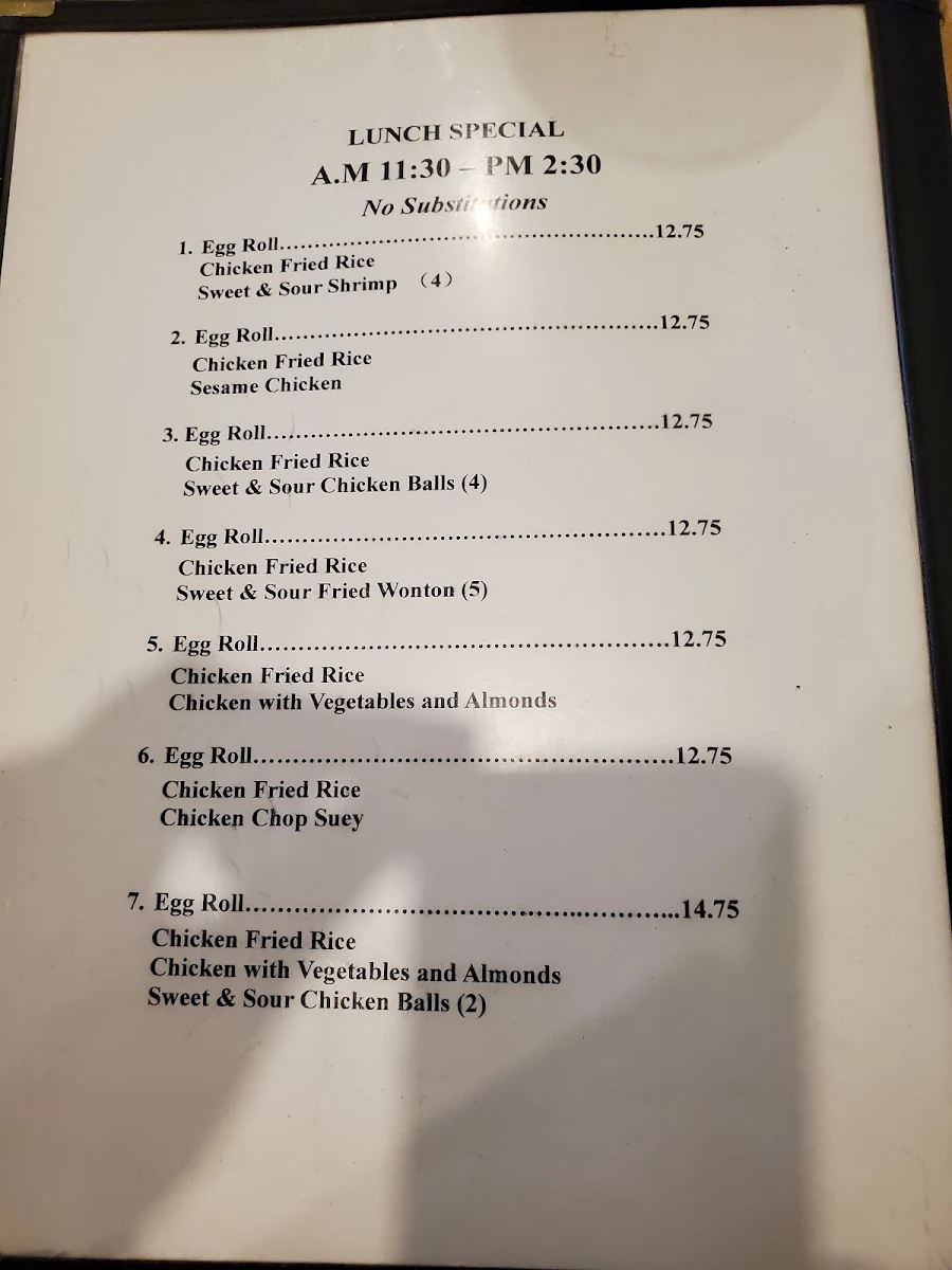 Menu, Manshou Restaurant