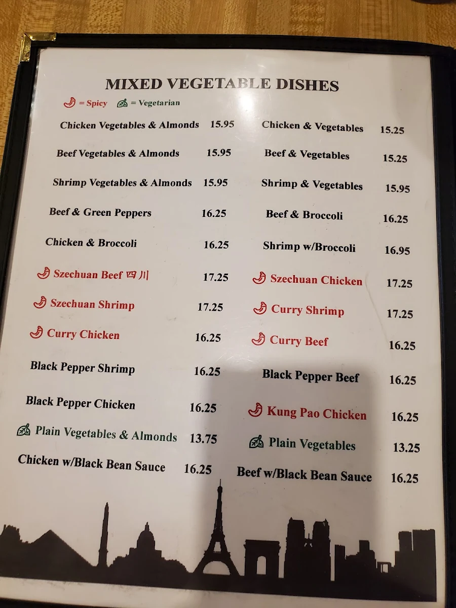Menu, Manshou Restaurant