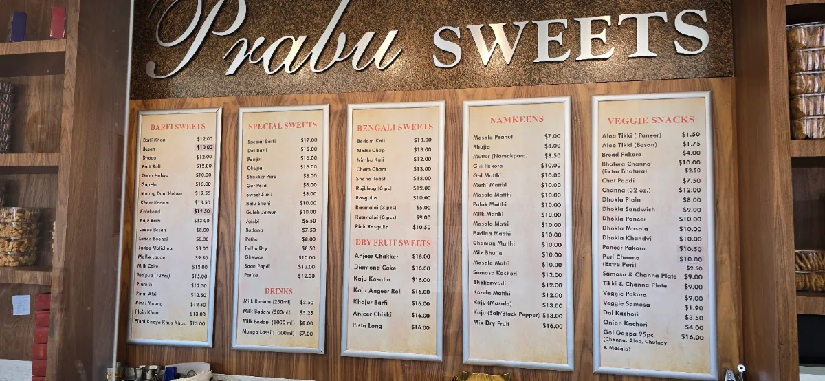 Menu, Prabu Sweets