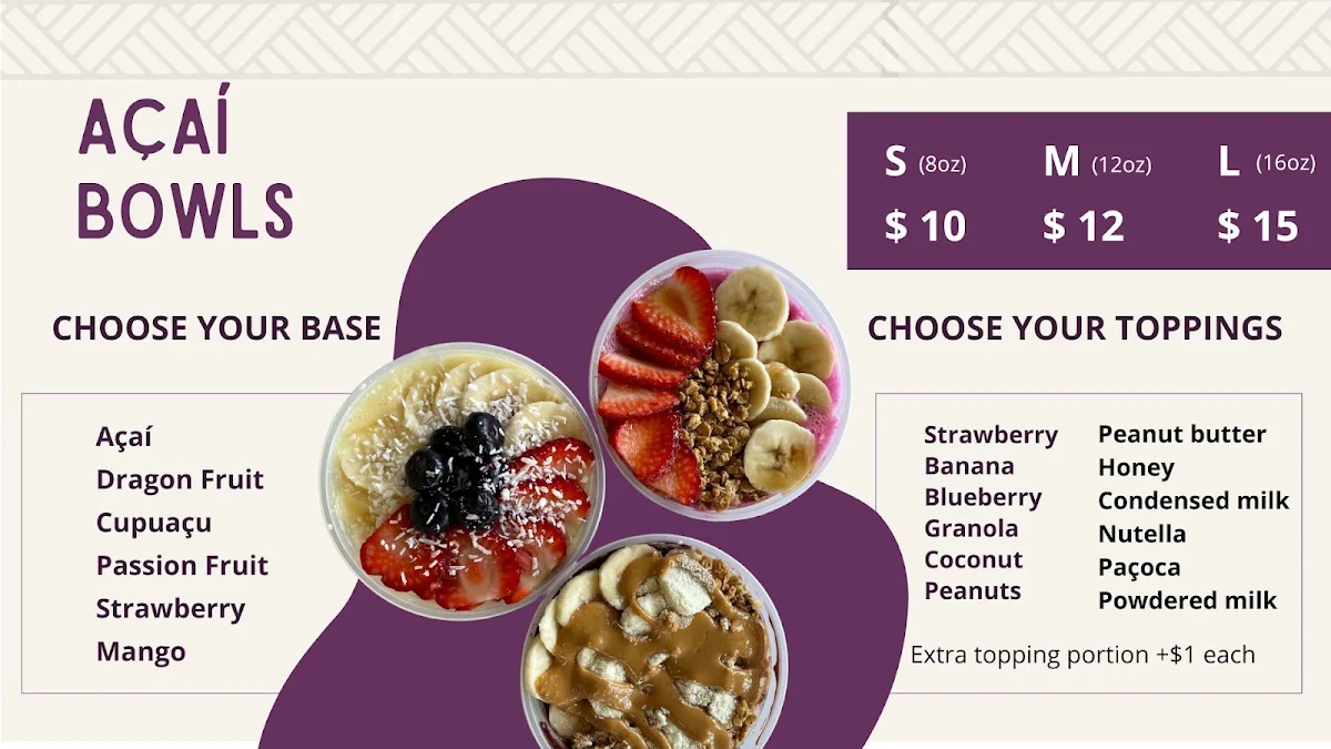 Menu, Tupí Açaí Bowls and Gelatos | Sherwood Park