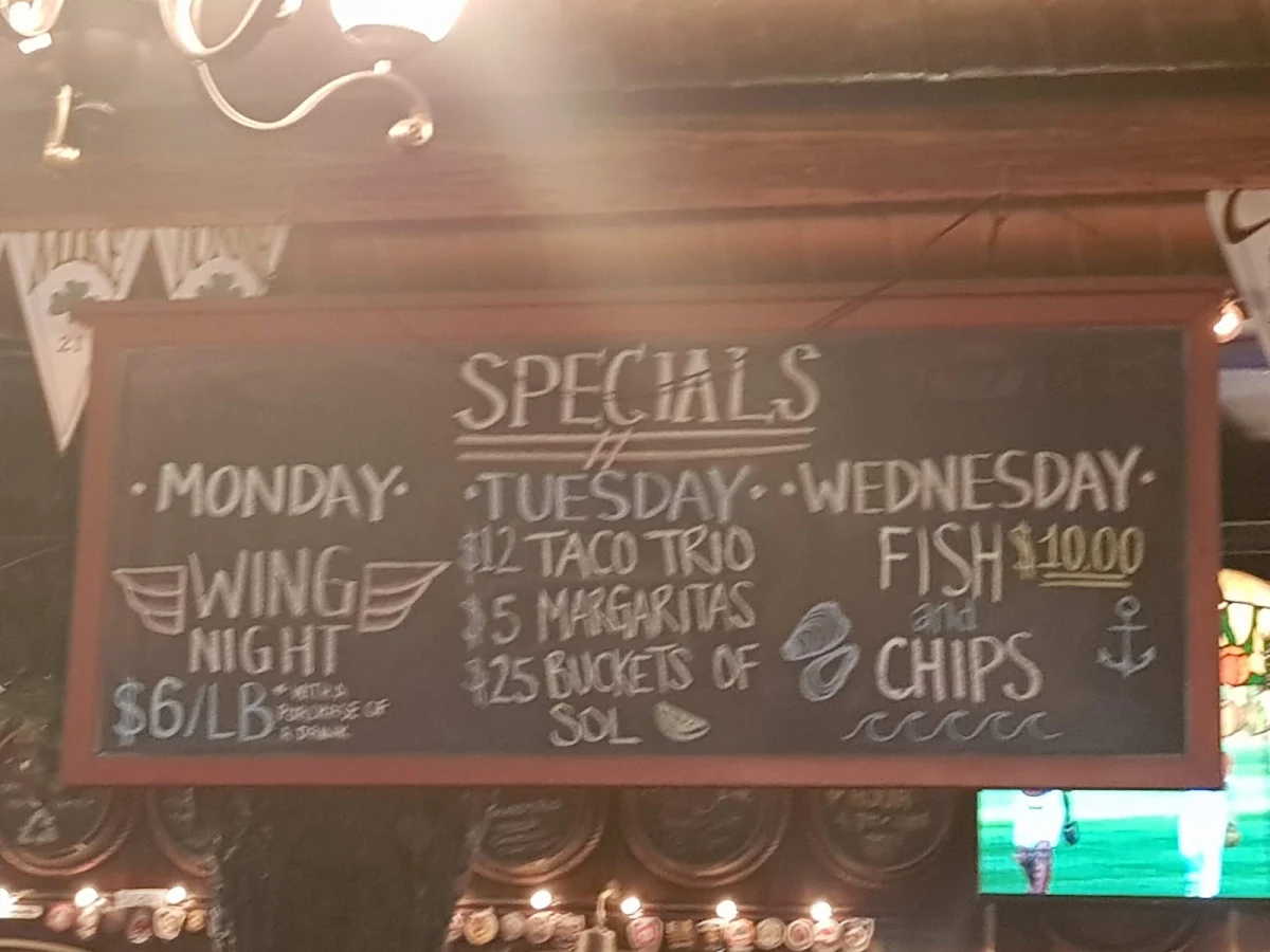 Menu, Grace O’Malley’s