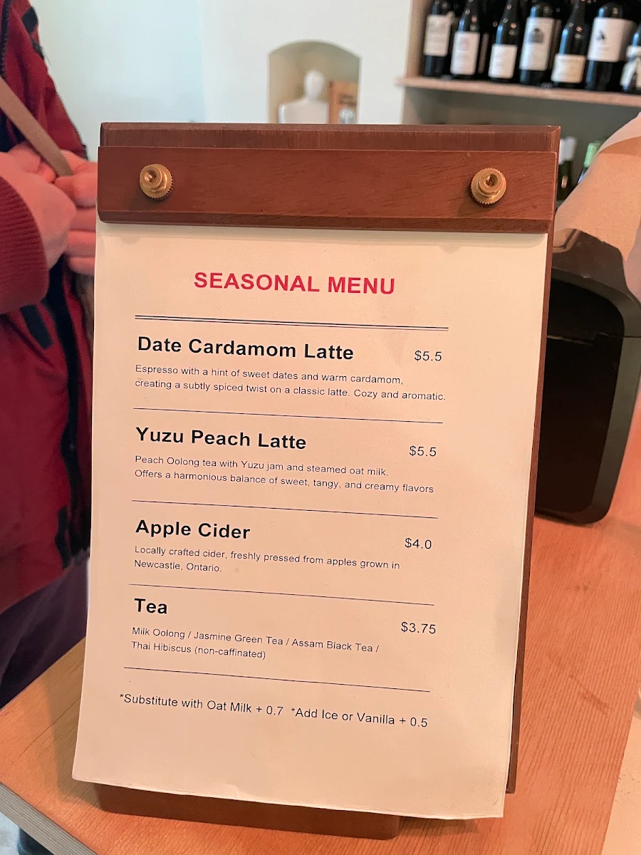 Menu, Carbonic Coffee & Ice Cream