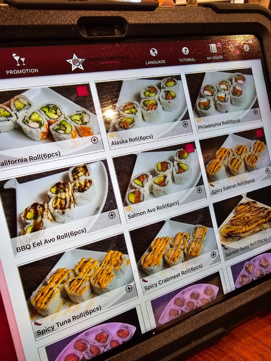 Menu, Sushi Hoshiko