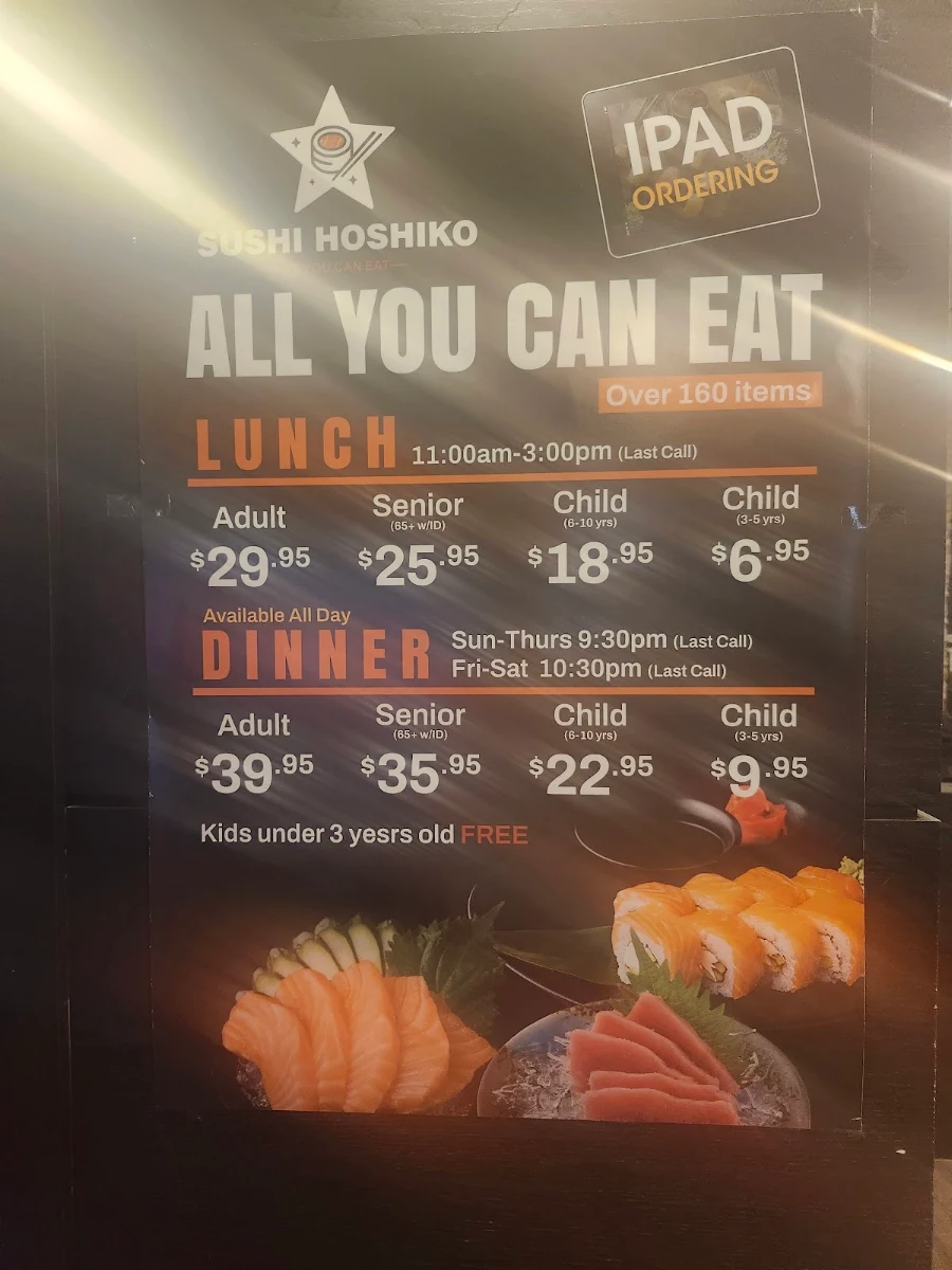 Menu, Sushi Hoshiko
