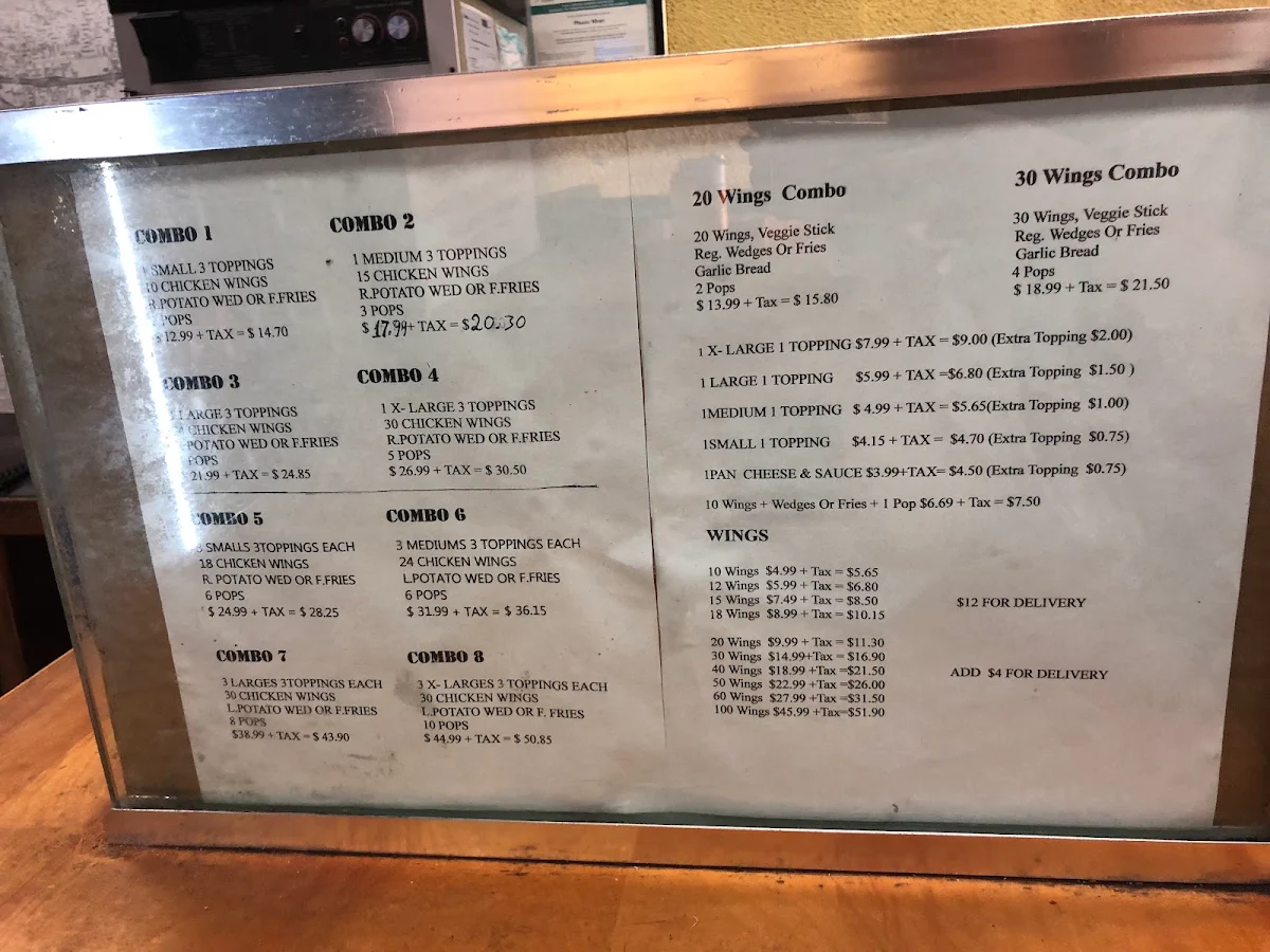 Menu, Pizza Wings & More