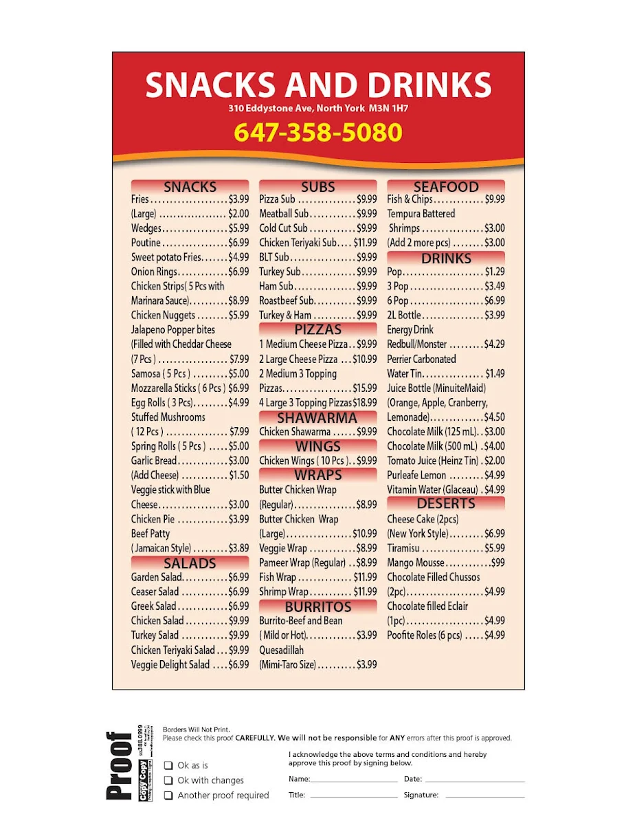 Menu, Pizza Wings & More