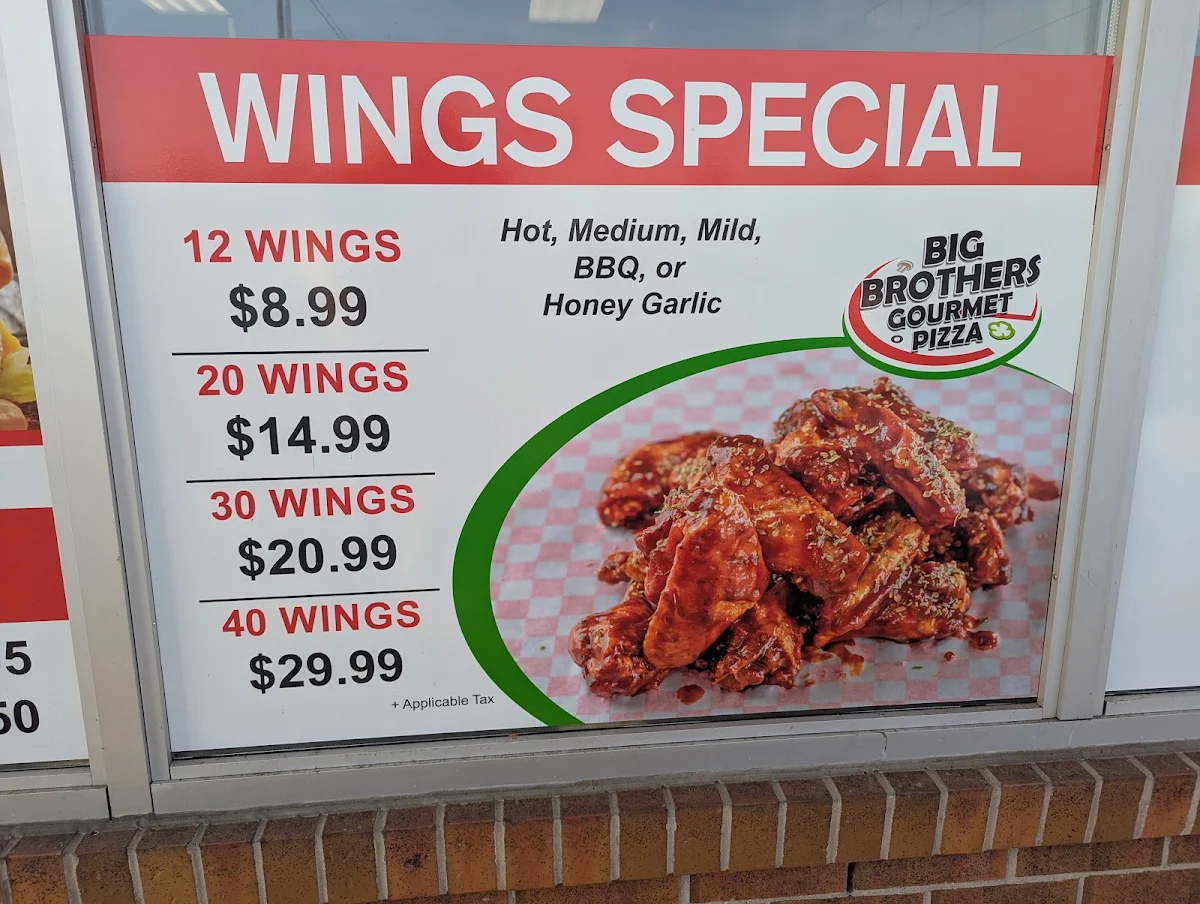 Menu, Brothers Pizza N Chicken