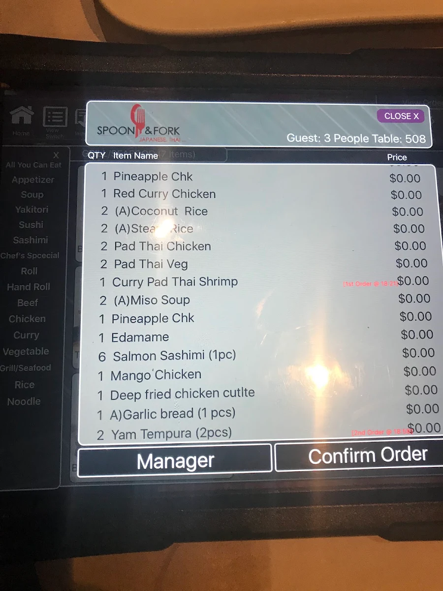 Menu, Spoon & Fork