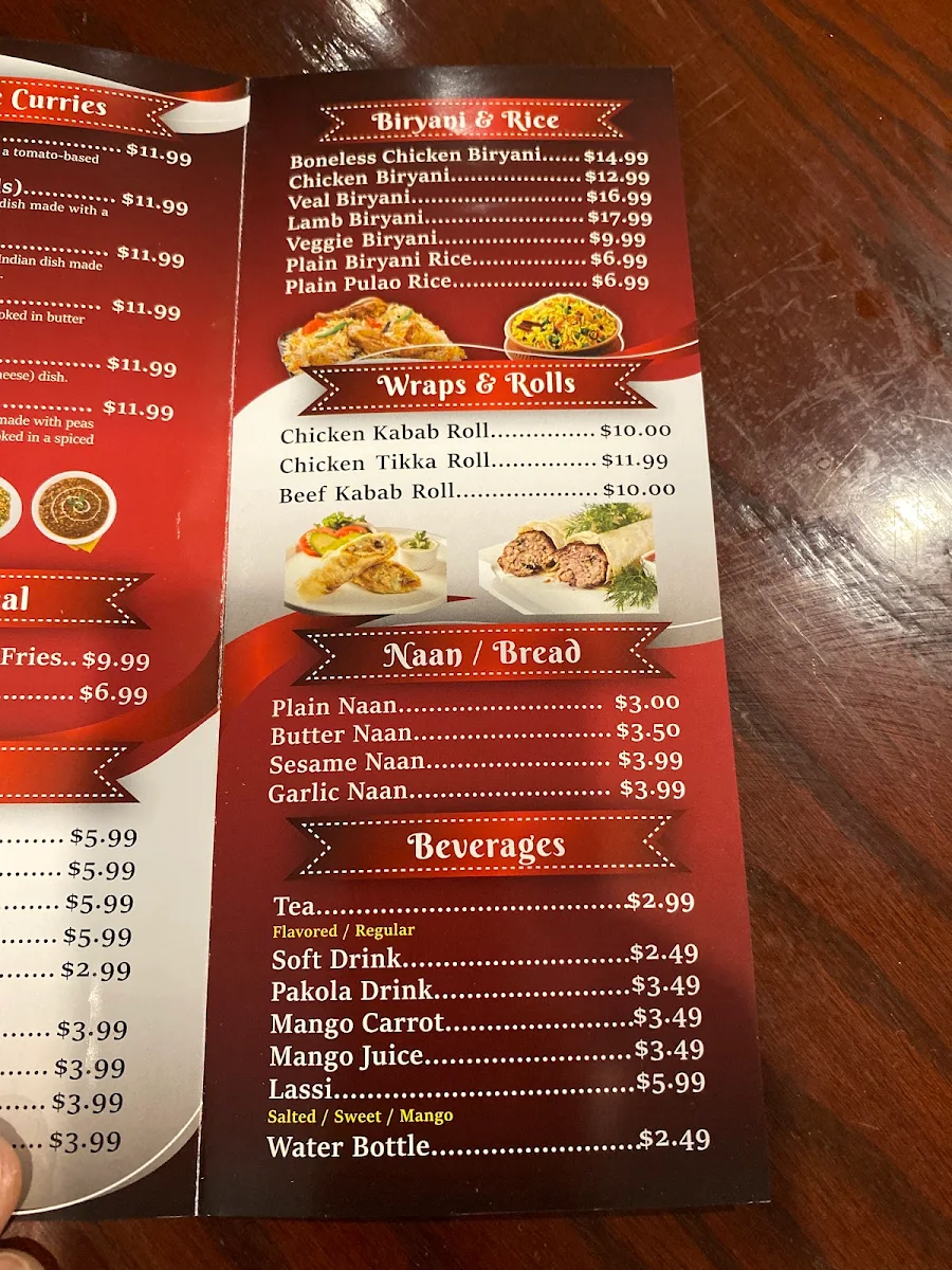 Menu, Usmania Grill