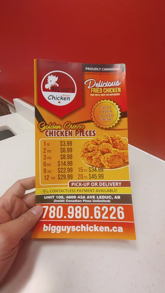 Menu, Canadian Pizza Unlimited & BigGuy's Fried Chicken