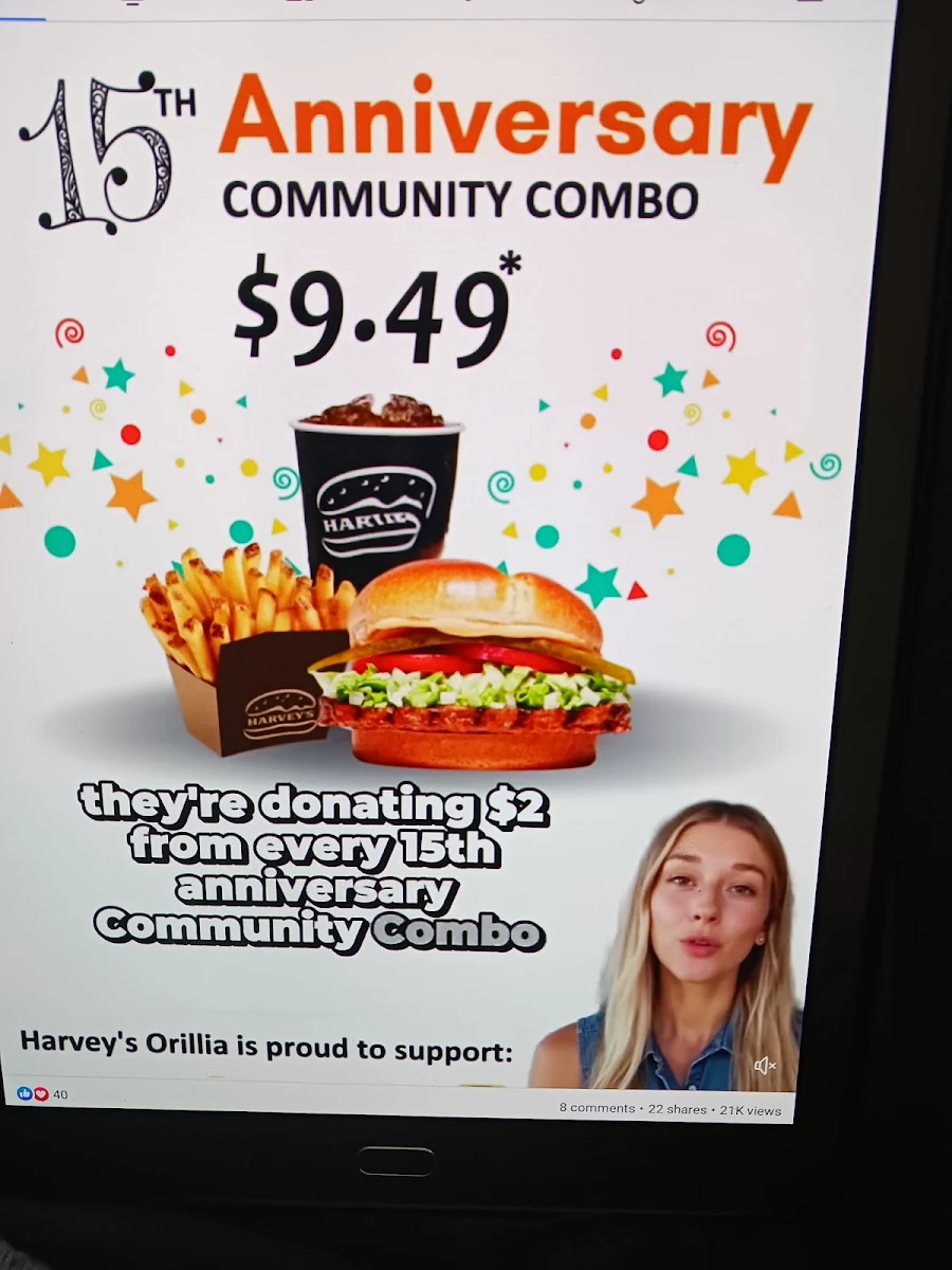 Menu, Harvey's