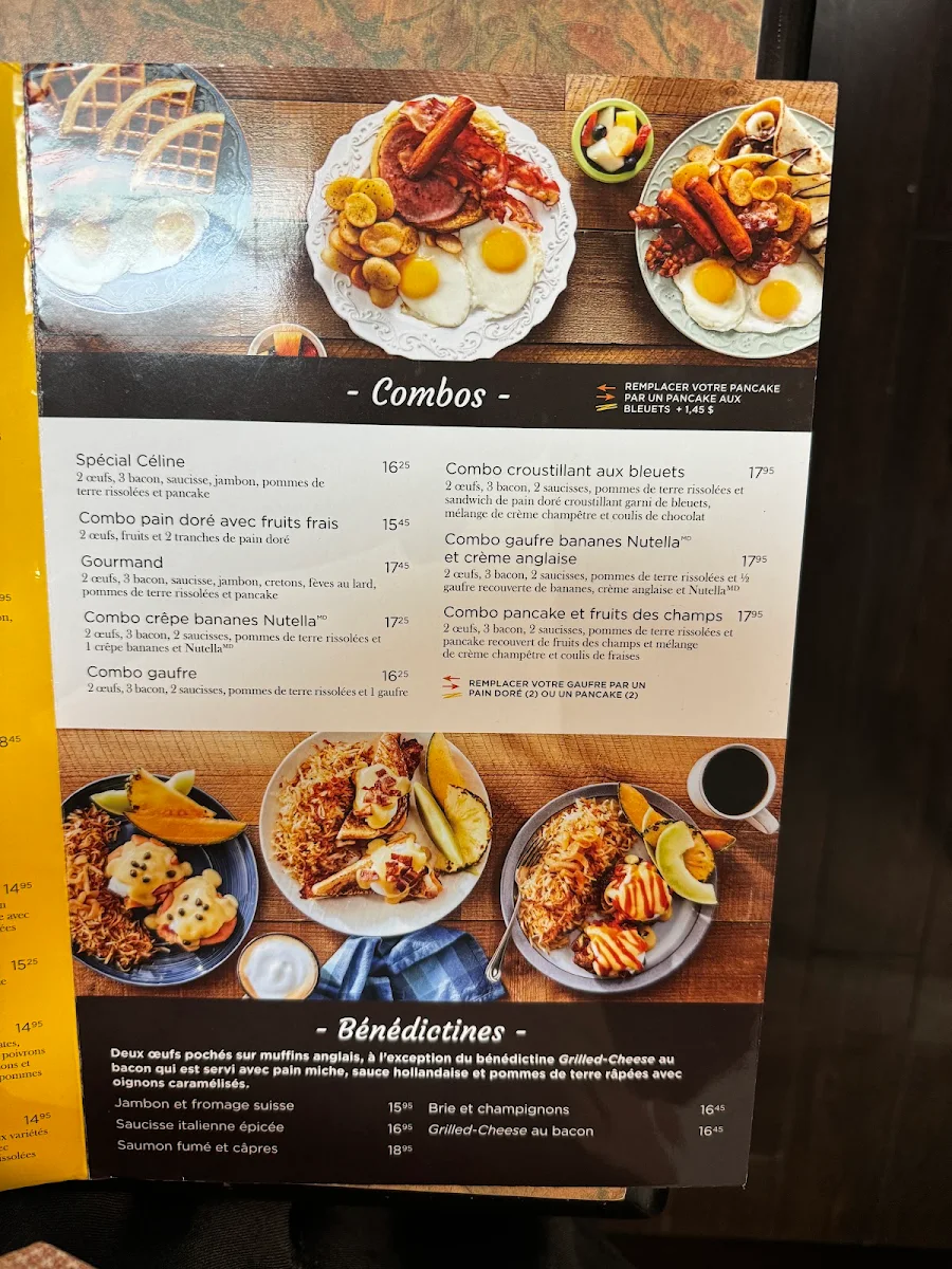 Menu, Tutti Frutti déjeuner et diner