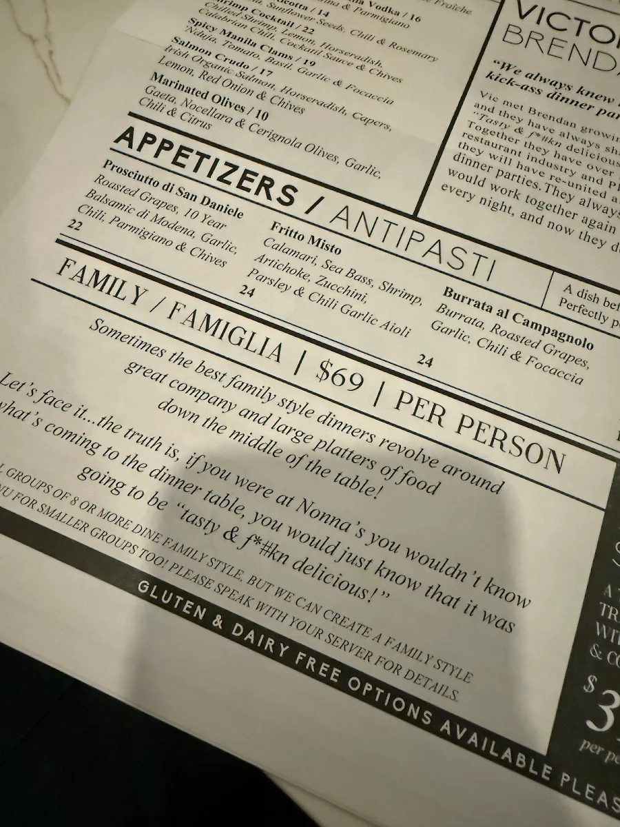 Menu, Piano Piano Hamilton