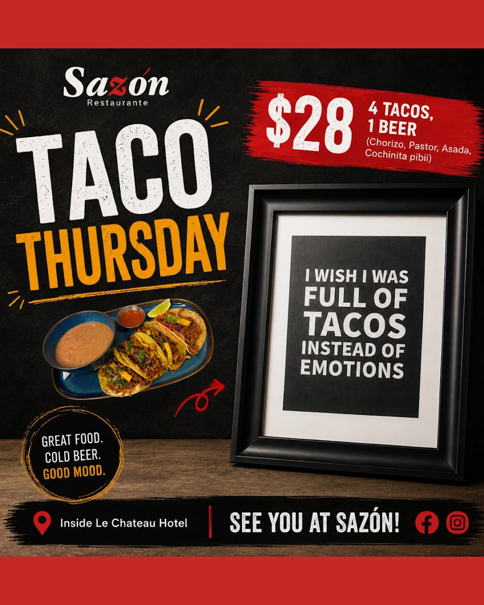 Menu, Sazón Restaurant
