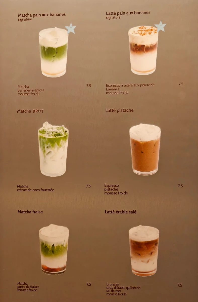 Menu, Café BRUT