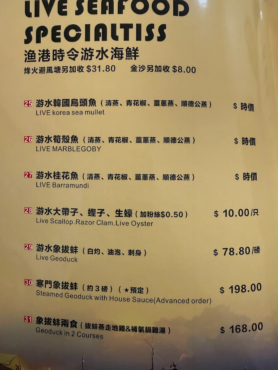 Menu, New Fishport Seafood Bistro