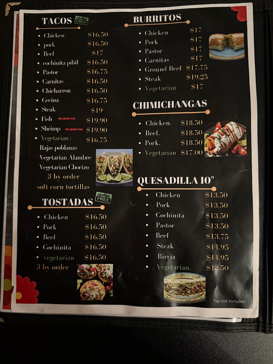 Menu, La Casa de Maria