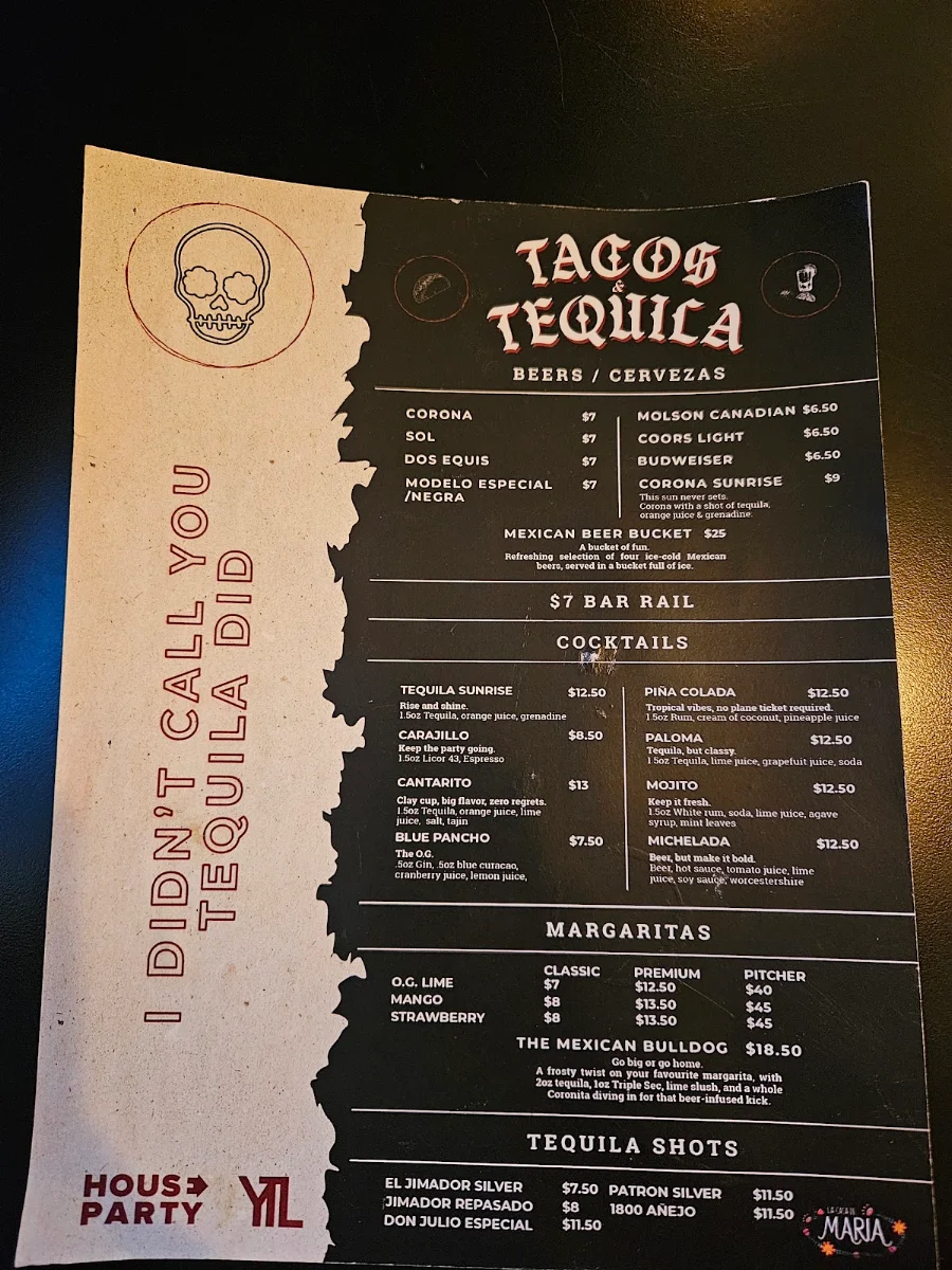 Menu, La Casa de Maria