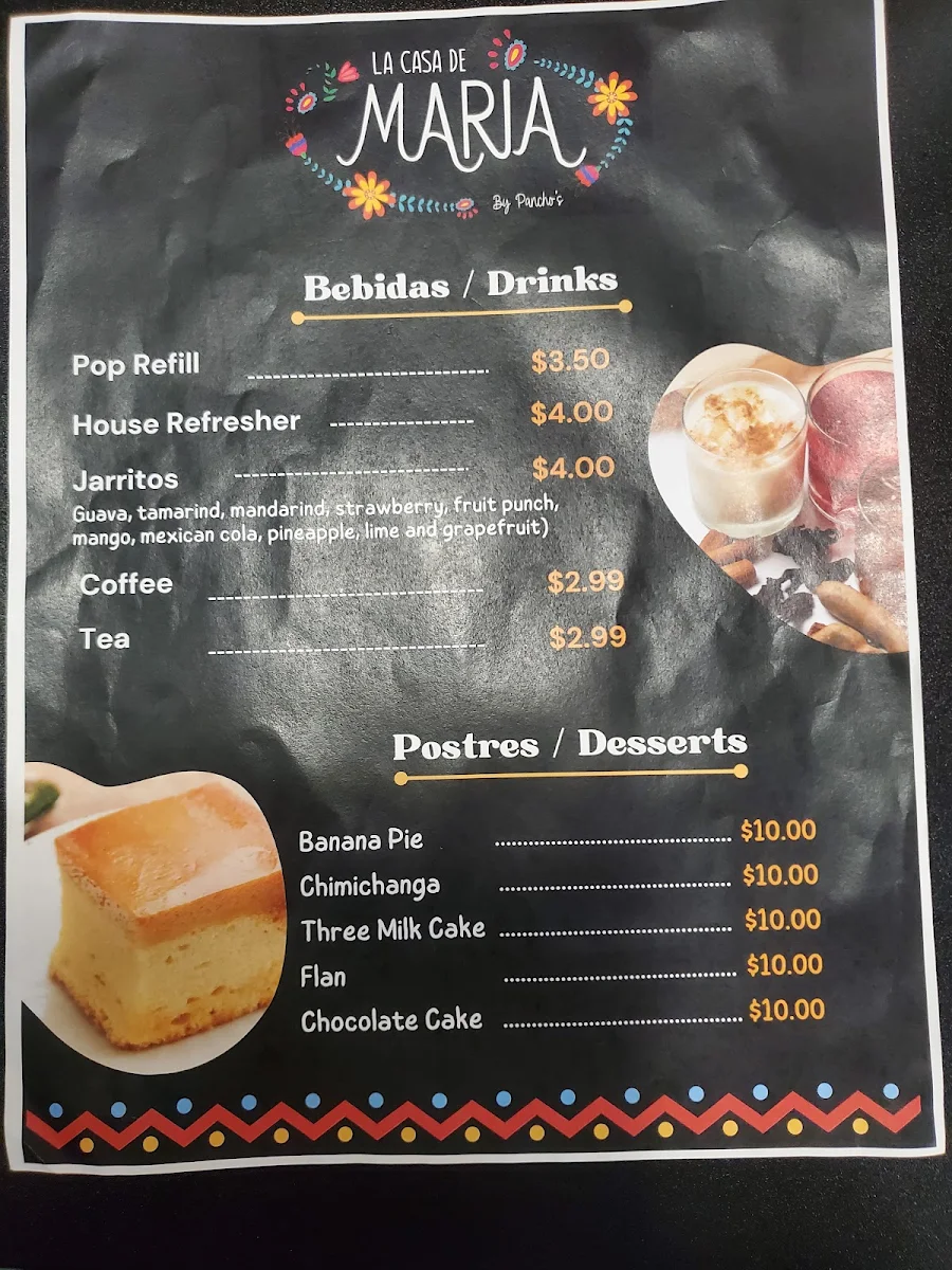 Menu, La Casa de Maria