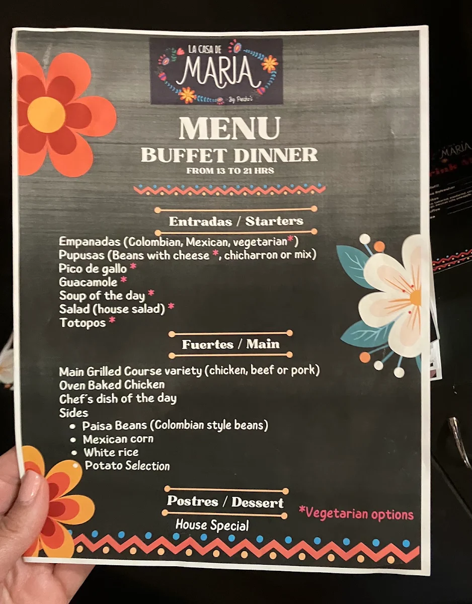 Menu, La Casa de Maria