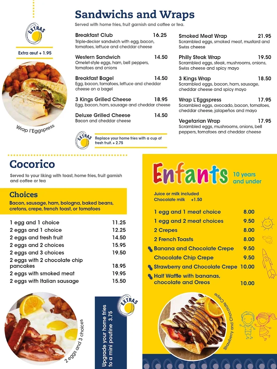 Menu, Eggspress Lachute