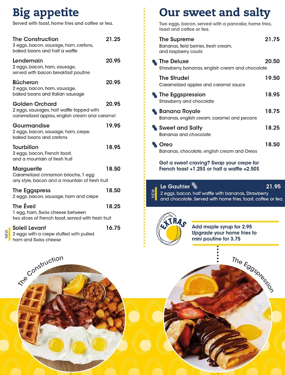 Menu, Eggspress Lachute