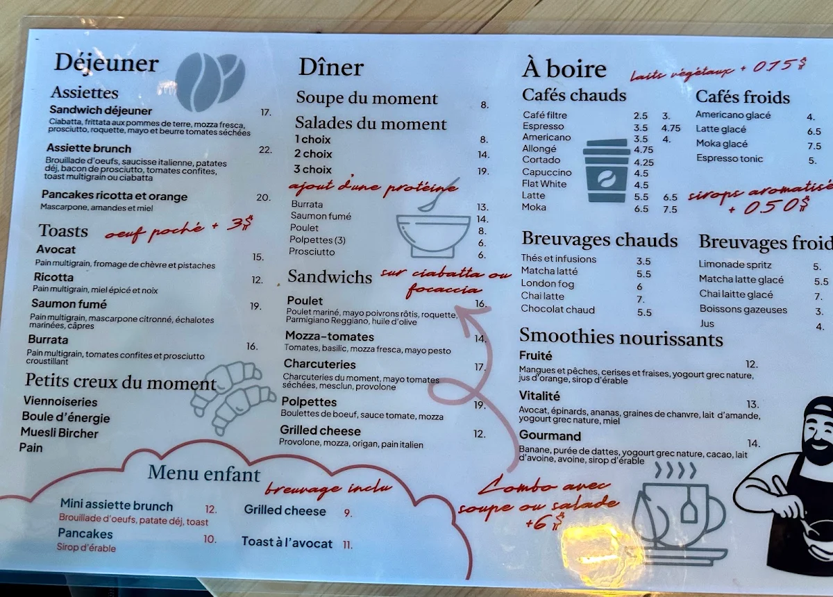 Menu, Chez Mio Café-Bistro