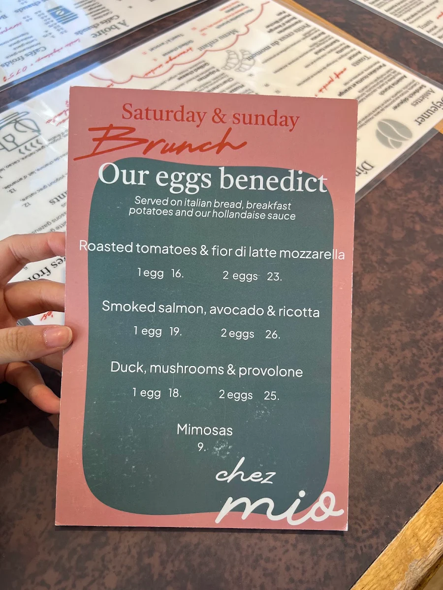 Menu, Chez Mio Café-Bistro