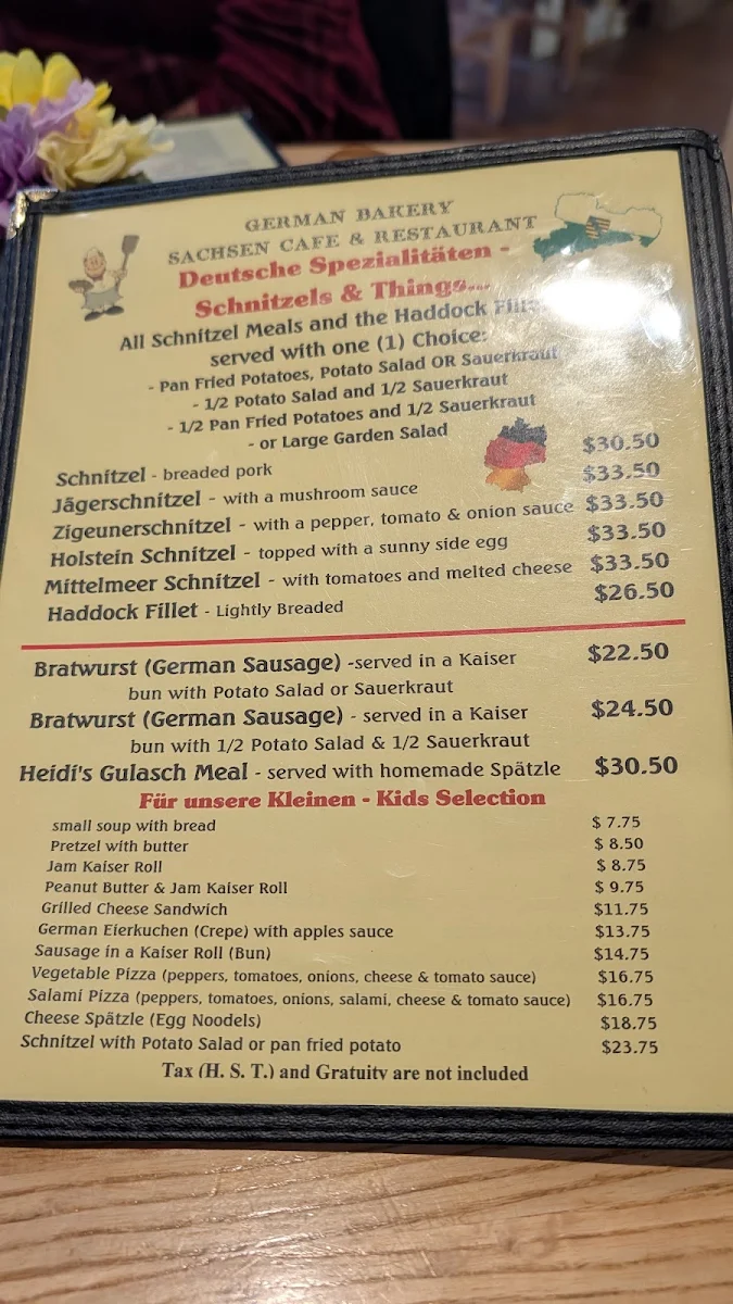 Menu, German Bakery Sachsen Cafe & Restaurant