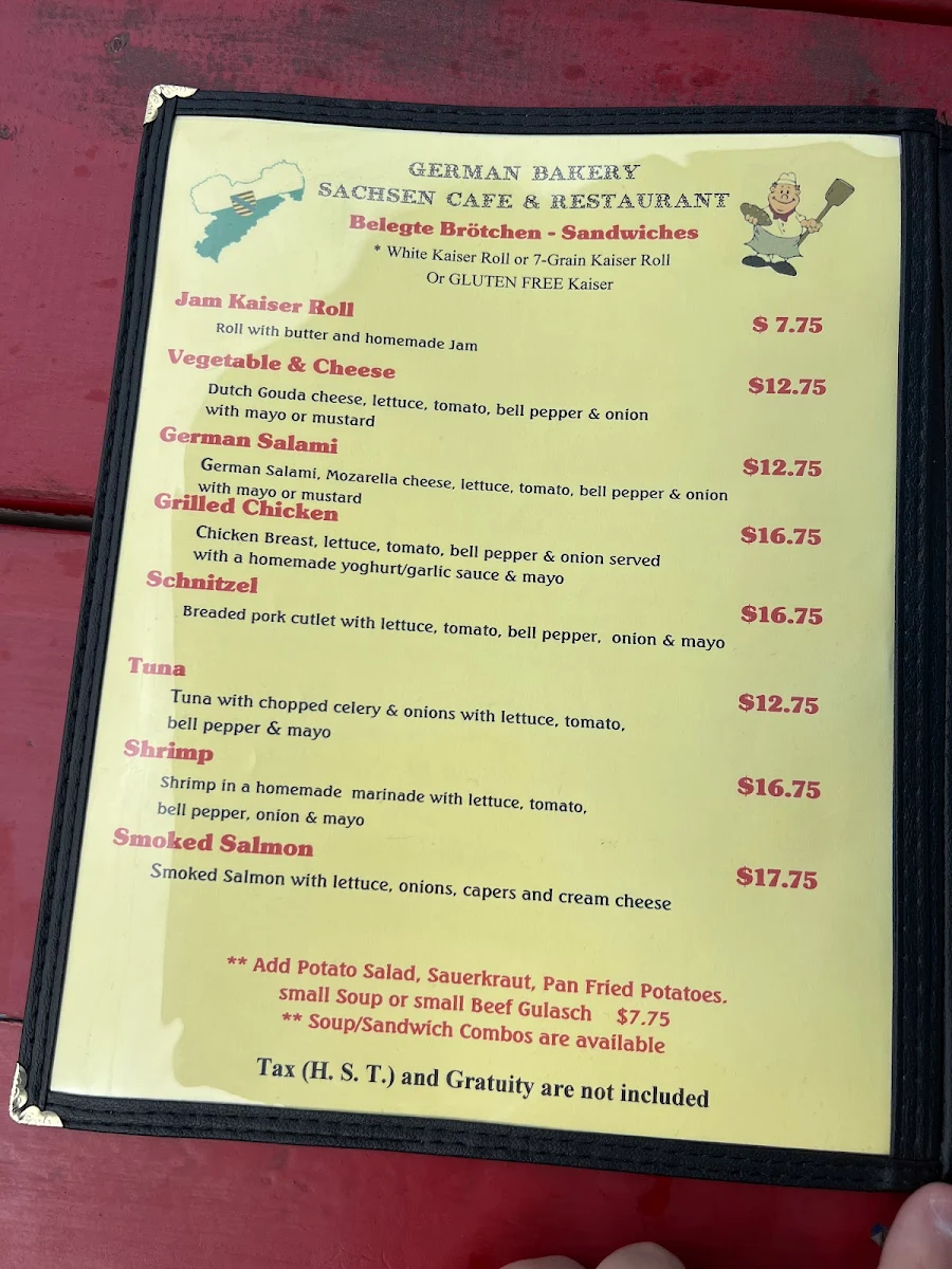 Menu, German Bakery Sachsen Cafe & Restaurant