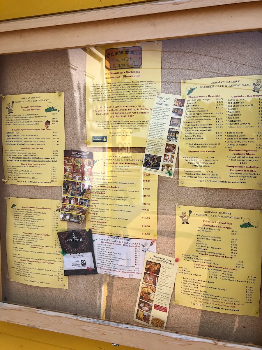 Menu, German Bakery Sachsen Cafe & Restaurant