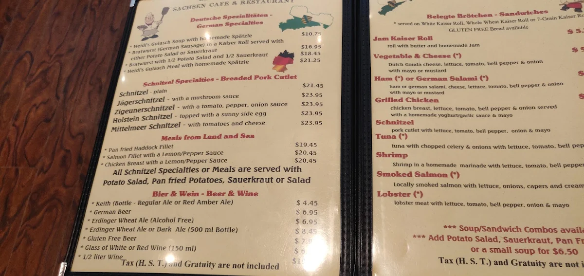 Menu, German Bakery Sachsen Cafe & Restaurant
