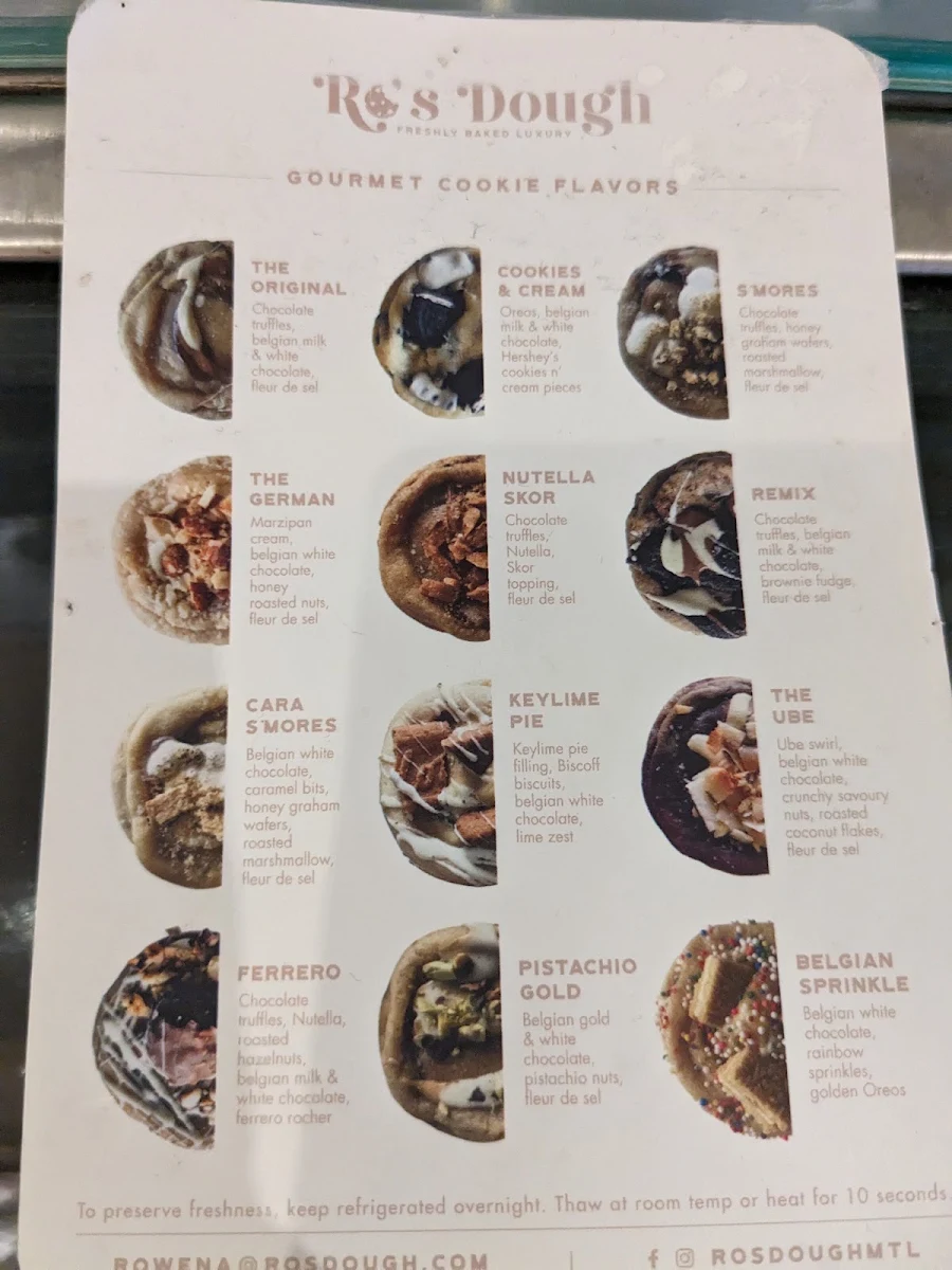 Menu, Cafexo Boutique