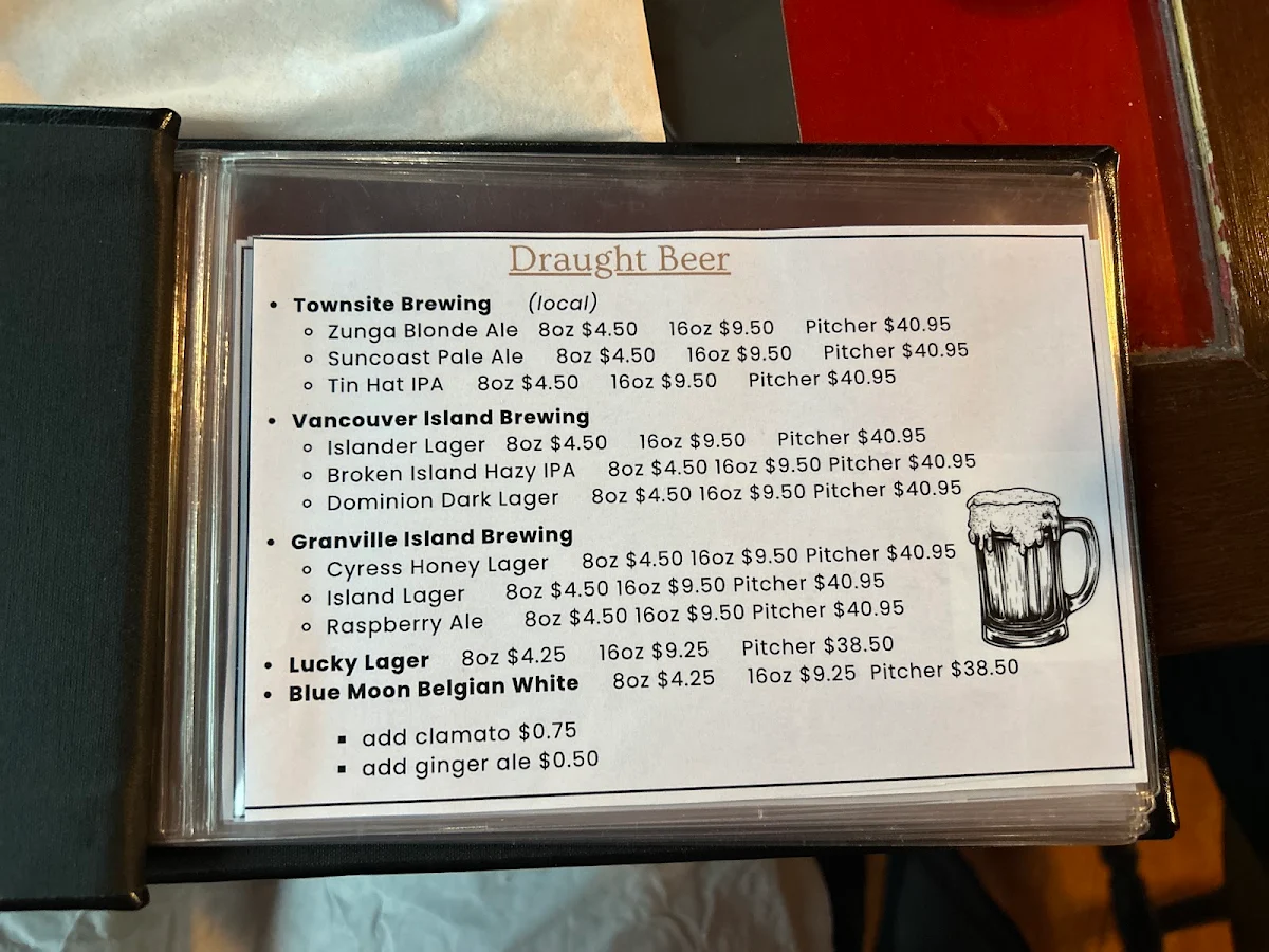 Menu, The 101 Bar & Grill