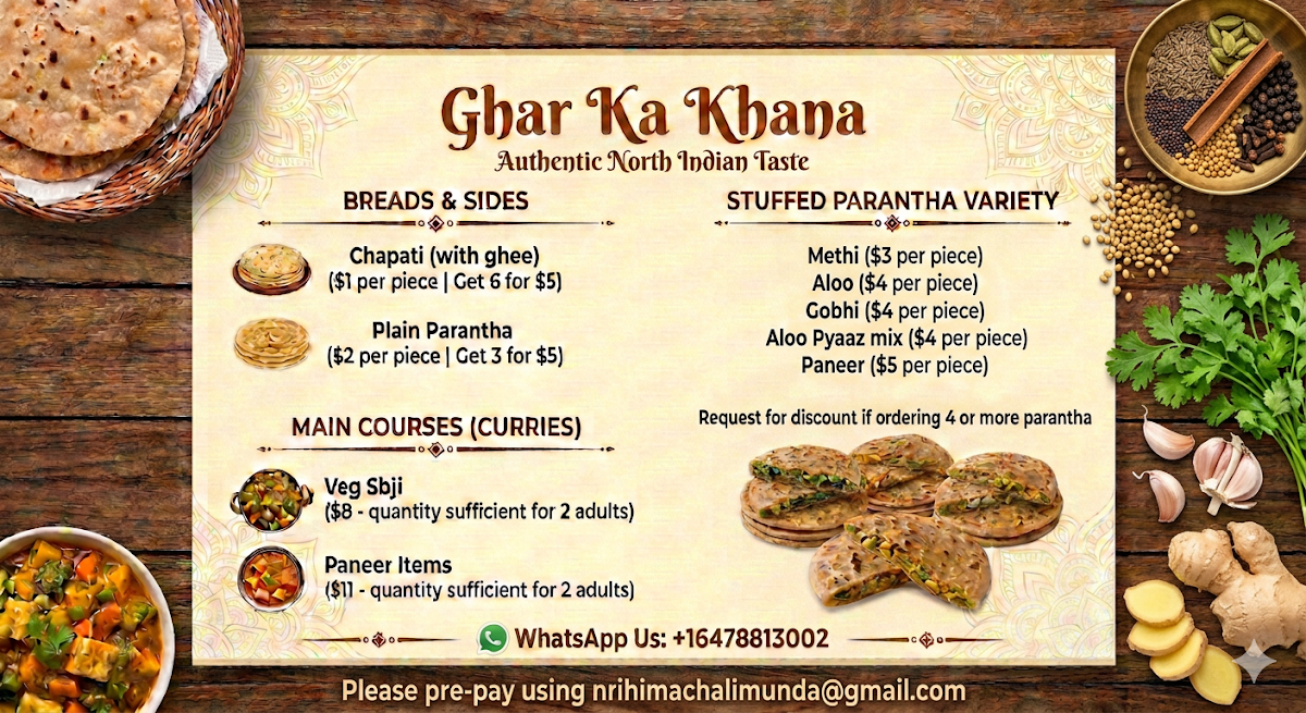 Menu, Ghar Ka Khana