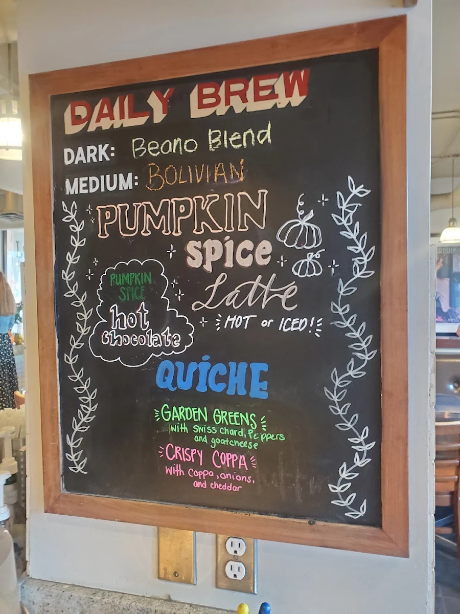 Menu, Caffe Beano