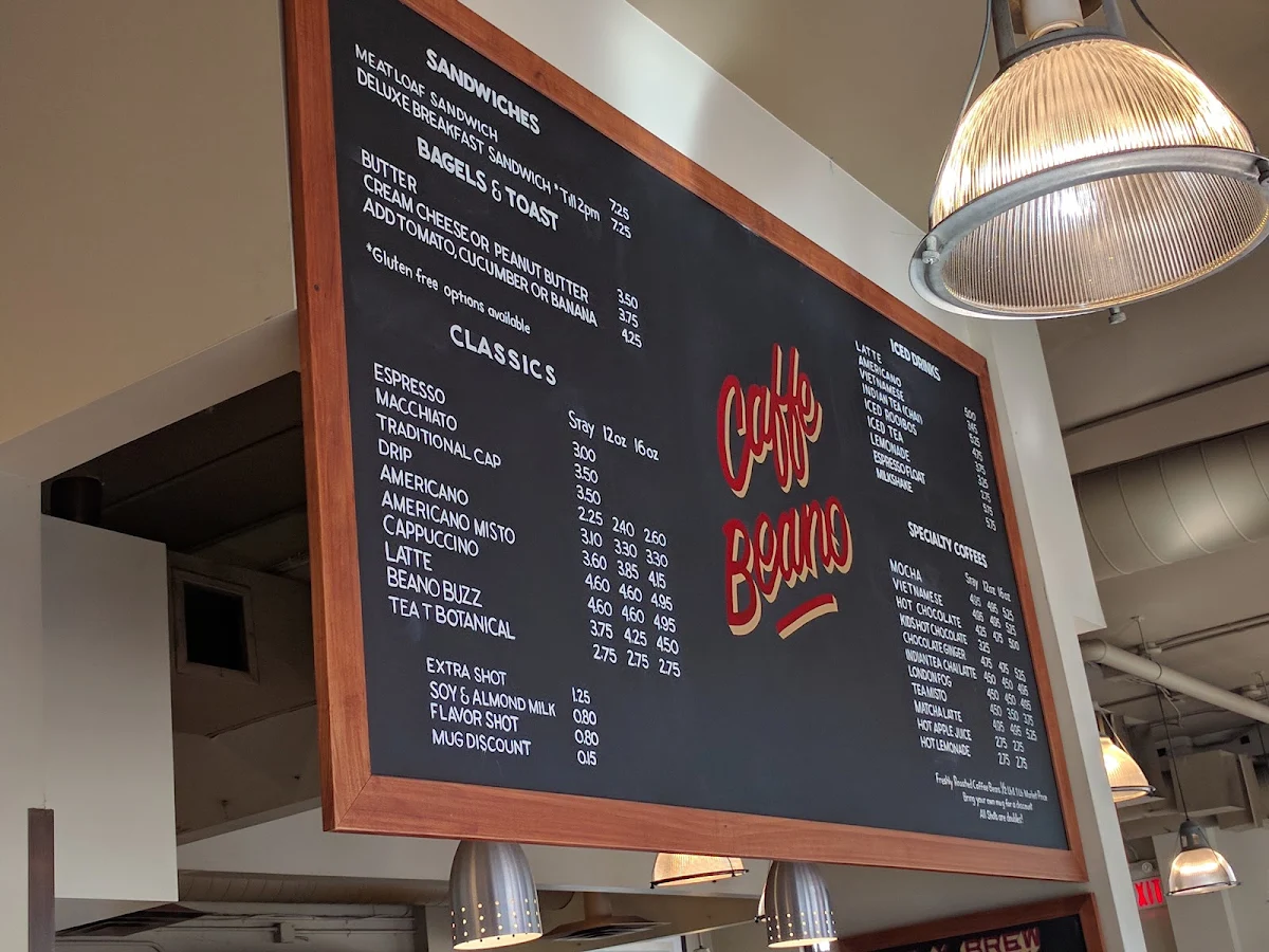 Menu, Caffe Beano