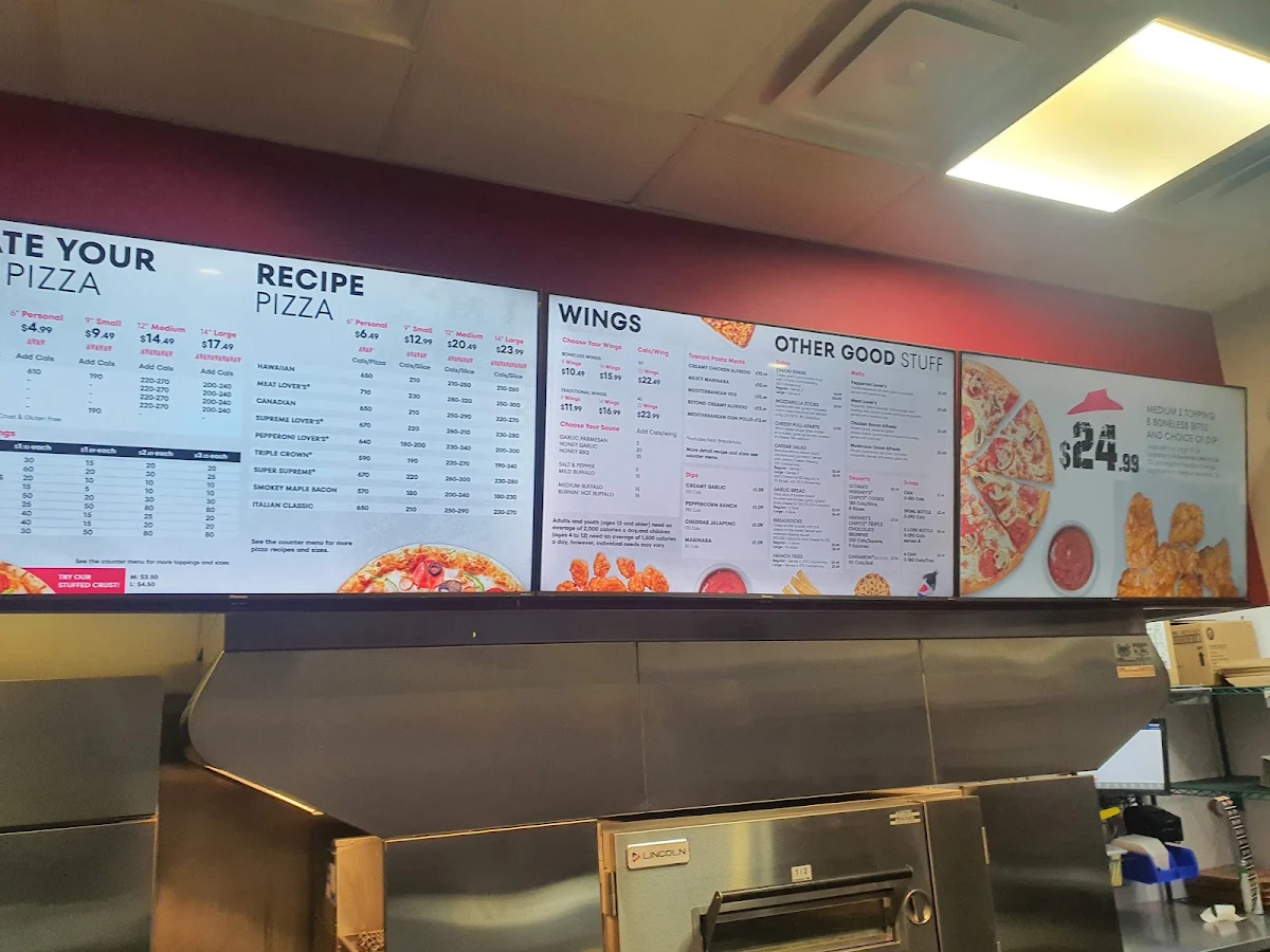 Menu, Pizza Hut