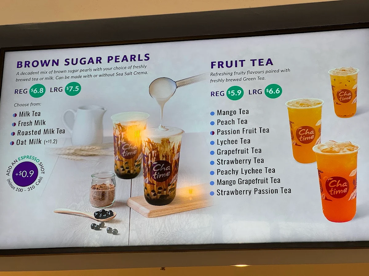 Menu, Chatime Bubble Tea