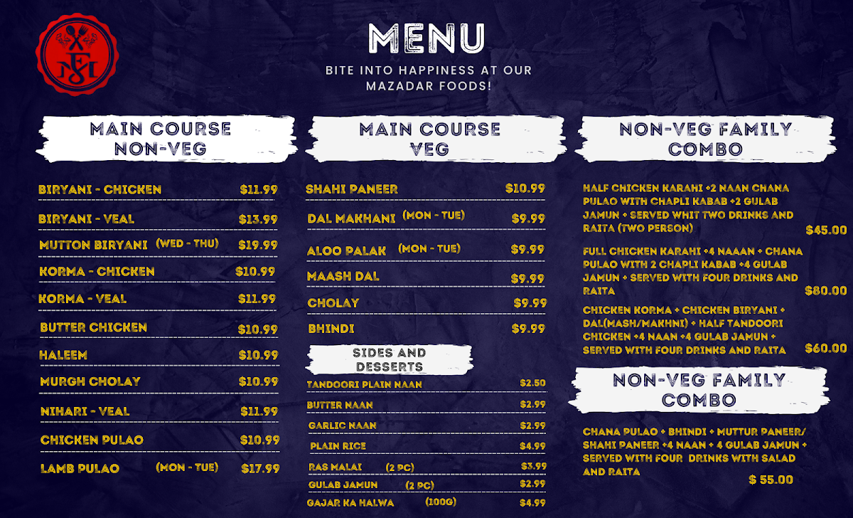 Menu, Mazadar Foods