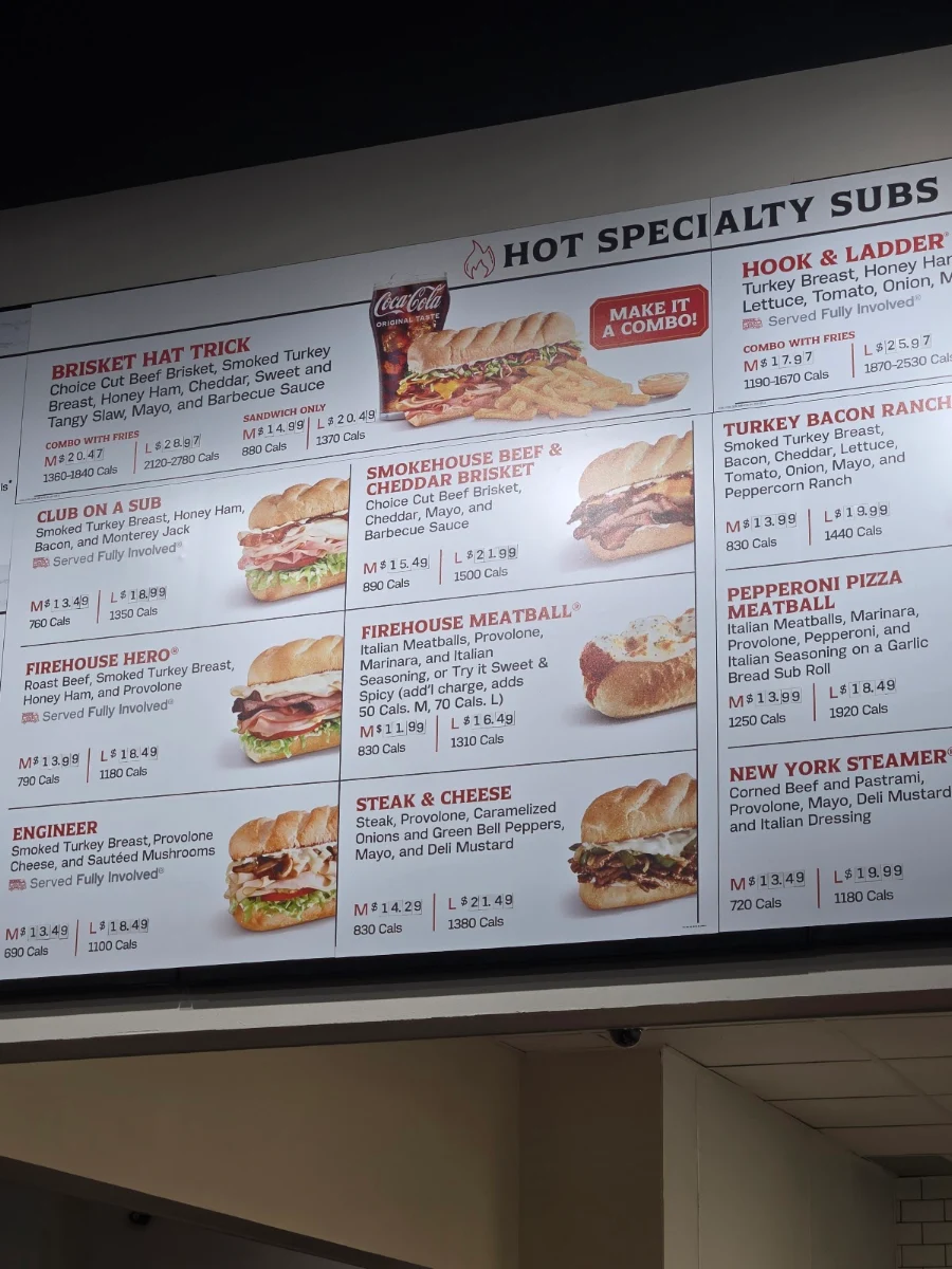 Menu, Firehouse Subs
