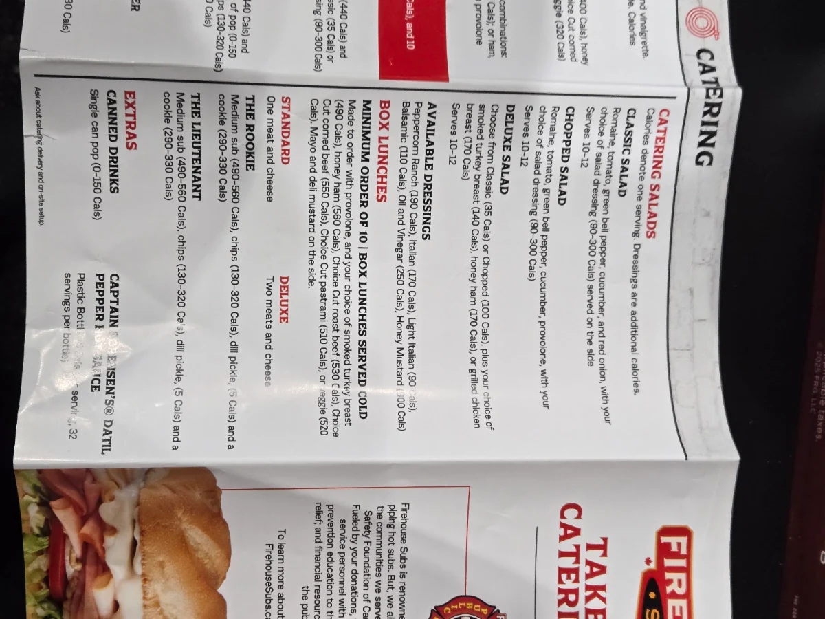 Menu, Firehouse Subs