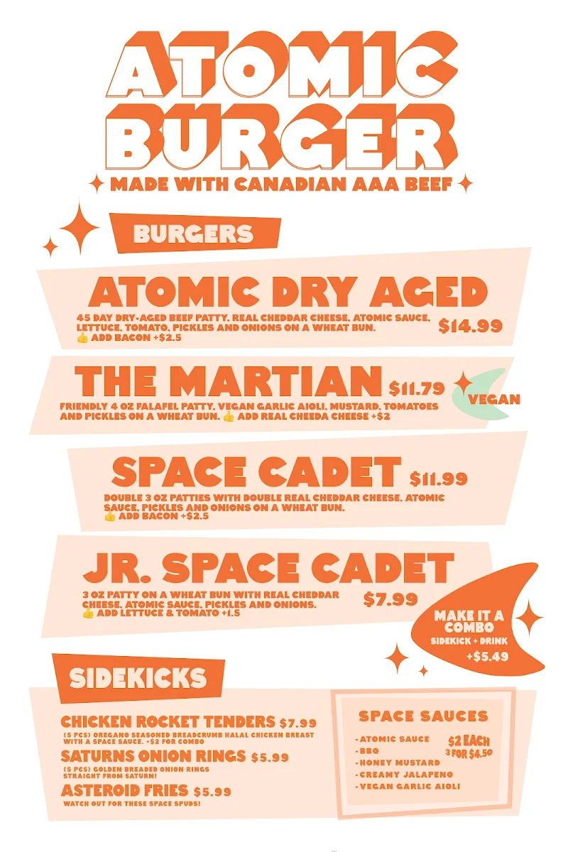 Menu, Atomic Burger
