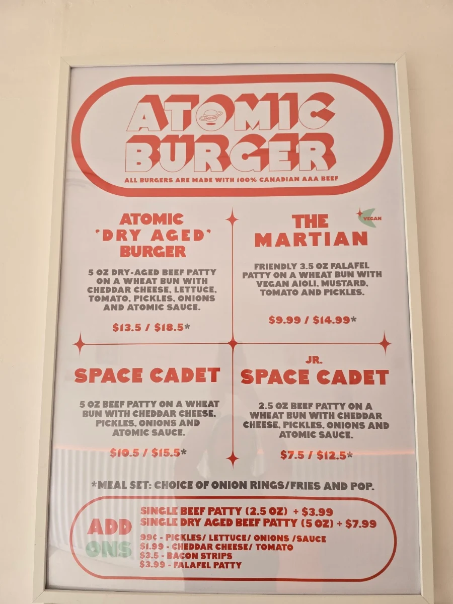 Menu, Atomic Burger