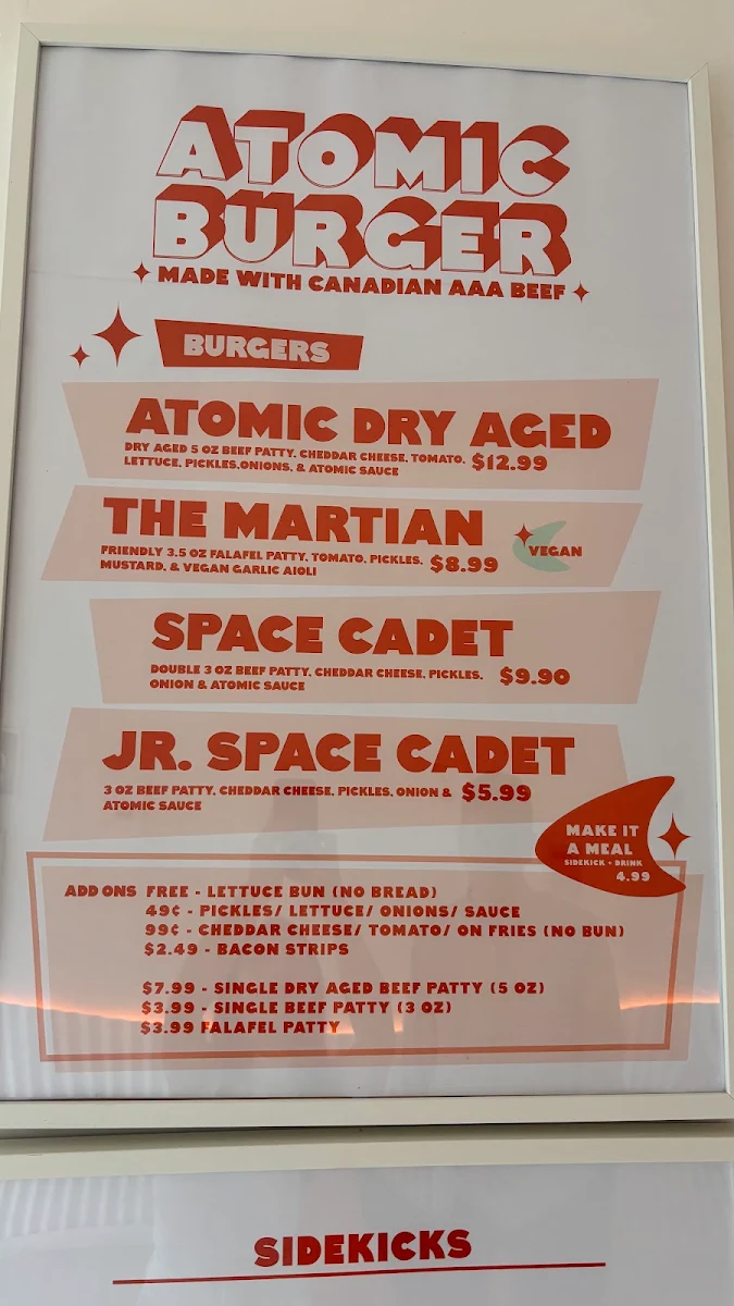 Menu, Atomic Burger